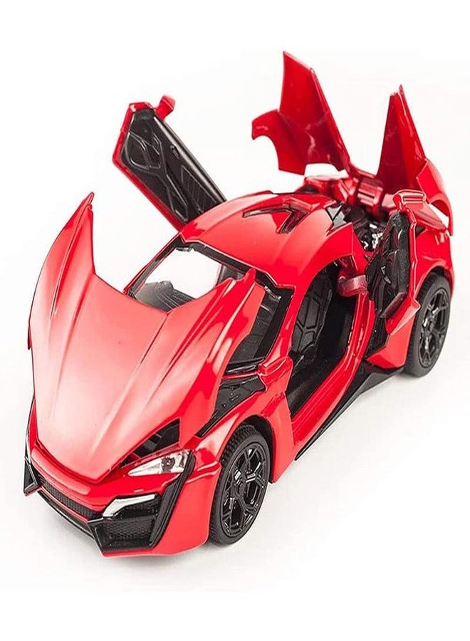AHBHT Kids Model 1:24 Hyper Sport Die Cast Metal Car Pull Back Action Opening Doors with Realistic Engine Sound Lights Toy Car Gift for Boys - Red - Image 4